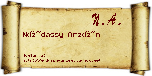 Nádassy Arzén névjegykártya